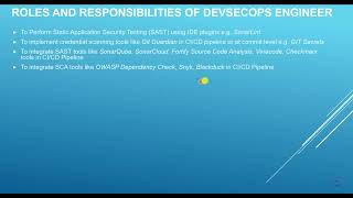 DevSecOps Engineer  Roles and Responsibilities [upl. by Ytsrik]