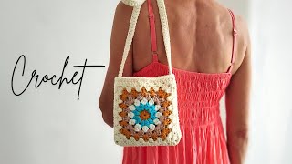 BOLSO TEJIDO A CROCHET  GANCHILLO  BOLSO GRANNY  TUTORIAL PASO A PASO [upl. by Alikat170]