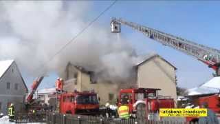 Münchsmünster Wohnhaus steht im Vollbrand  Munition im Haus gelagert  23012013 [upl. by Sitruk]