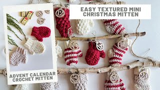 Crochet Advent Calendar  Textured Crochet Mitten Tutorial [upl. by Dunham936]