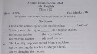 Class IX Annual examination 2024English questions paper with answersHojaiClass 9 Annual exam 2024 [upl. by Ahsinrac466]