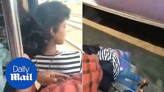 Careless teenager inches from death rescued by train passengers [upl. by Atteroc]