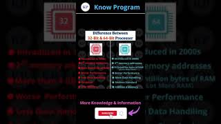 Difference between 32bit amp 64bit Processor 💻  shorts computer knowprogram [upl. by Vanda742]