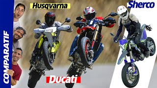 COMPARO15  Ducati 698 Mono Sherco 500 SMF Husqvarna 701 [upl. by Ettezil]