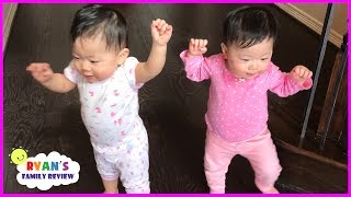 Twin Babies Walking for the First Time Family Fun Daily Vlog with Ryans Family Review [upl. by Able]