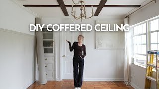 DIY Coffered Ceiling  Home Office Makeover ✨ [upl. by Male]