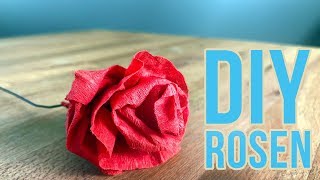 Rosen Geschenk  Krepppapier Blumen basteln DIY  Valentinstag Muttertag [upl. by Ahsiemac]