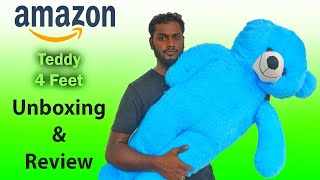 Amazon teddy bear unboxing and review  Amazon teddy bear 4feet review in tamil  தமிழ் [upl. by Burra]