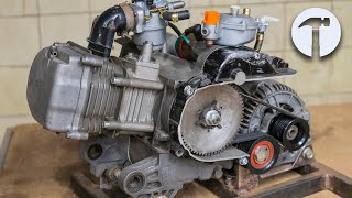 Using a scooter motor and a car alternator to make a homemade generator [upl. by Nylime]