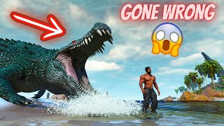 Taming THE BIGGEST CROCODILE gone wrong 😱  Ark Survival Ascended DAY 2 [upl. by Adali414]