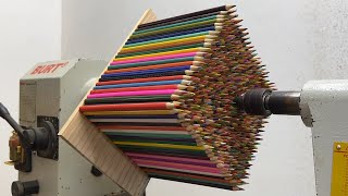 Amazing Woodturning Crazy  Quintessential Identity Of Colored Pencil With Epoxy Resin On Wood Lathe [upl. by Llevel]