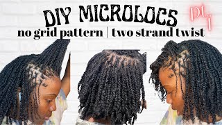 how to  microlocs installation  two strand twist starter locs  MICROLOCS NO GRID PATTERN [upl. by Fabri]