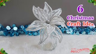 6 Christmas Poinsettia flower making with simple materials Part 2  DIY Christmas craft idea🎄248 [upl. by Casady]