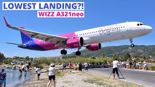 NEW LOWEST LANDING Wizzair Airbus A321neo Landing at Skiathos Airport  JSI Plane Spotting 4K [upl. by Atiekahs645]