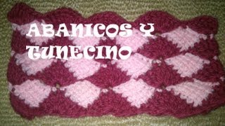 COMO TEJER PUNTADA FANTASÍA A CROCHET ABANICOS Y TUNECINOTUTORIALPASO A PASO  Labores Angélika [upl. by Ace573]