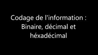 Conversion décimal binaire hexadécimal  1ère SSISTI2D version corrigée [upl. by Ahsimal]