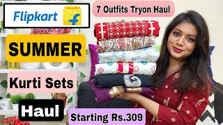 🌻Flipkart KurtiKurta Set Haul Starting Rs309😀 Summer Kurti Set Haul Designer GownsFlipkart Haul [upl. by Dayna695]