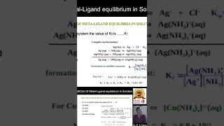 MCQs of MetalLigand Equilibrium in Solution [upl. by Martell]