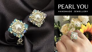 Crystal Bicone 8mm Pearl Ring Tutorial Pearl Jewellery Design by PEARL YOU 2024 [upl. by Leverick]