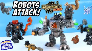 Eldrador Creatures Master Shadow Robot Mechs attack the Squirrels Schleich Review [upl. by Enyawal371]