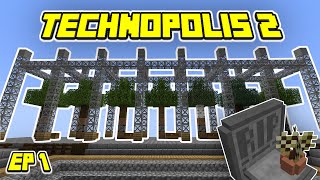 Minecraft Technopolis 2 Skyblock EP 1  Tree Absorber Cobblestone Miner  Basic Tech Chapter [upl. by Irrehs96]