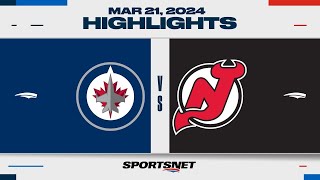 NHL Highlights  Jets vs Devils  March 21 2024 [upl. by Notlem]