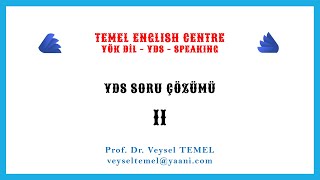 Prof Dr Veysel TEMEL ile YDS Soru Çözümü 11 YDS YÖK DİL YÖKDİL İngilizce [upl. by Winnifred]