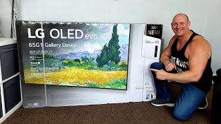 2021 65quot LG G1 OLED unboxingsetup amp demo [upl. by Calica]