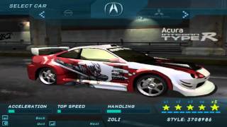 Need For Speed Underground 1  All Official amp Bonus Cars [upl. by Reffotsirk342]