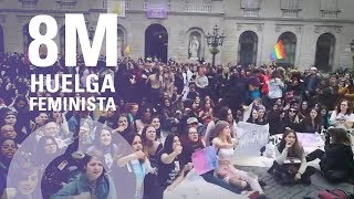 Manifestación feminista por las calles de Barcelona  8M Huelga feminista [upl. by Nwahsud422]