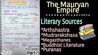 The Mauryan Empire  Literary SourcesAncient History Lec35  Handwritten notesAn Aspirant [upl. by Nohsed508]