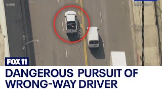 Police chase Shots fired after dangerous LA County pursuit [upl. by Yasmar398]