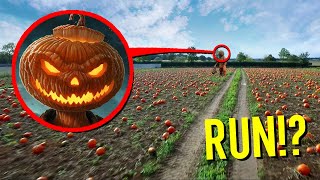 DRONE CATCHES PUMPKIN MAN AT HAUNTED PUMPKIN PATCH SCARY [upl. by Giardap]