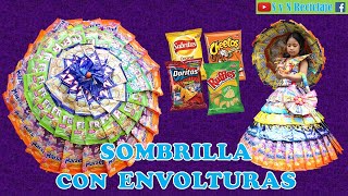 Sombrilla Reciclada hecha con envolturas de comida y productos paso a paso para trajes ecológicos [upl. by Bedelia]