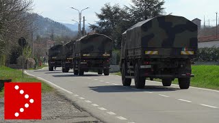 Mezzi militari con feretri da Bergamo larrivo al cimitero di Serravalle Scrivia [upl. by Cher]