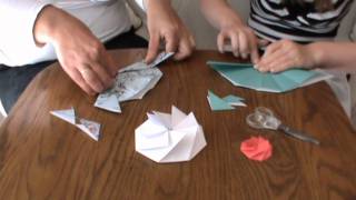 Basteln falten Papierblume Blume Papier Achteck Origami [upl. by Steddman]