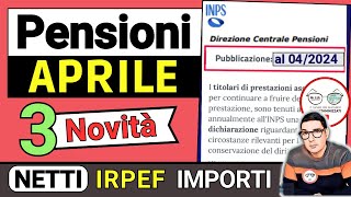 PENSIONI APRILE 2024 ➡ NOVITà E ANTEPRIMA IMPORTI CEDOLINI ARRIVATI PER CHI IRPEF AUMENTI CONGUAGLI [upl. by Oirotciv5]