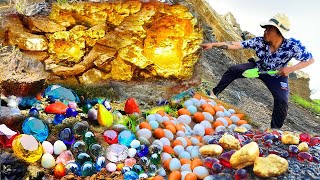 Diamond Hunting  I found million dollar of gold treasure under stone at River mining exciting [upl. by Yesteb]