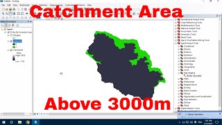 Catchment area above specified elevation 3000m Use of Raster Calculator [upl. by Yrad]