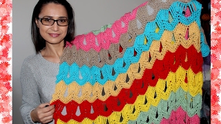 VINTAGE FAN RIPPLE BLANKET crochet tutorial [upl. by Elraet813]