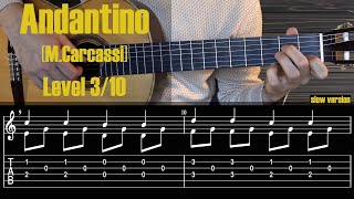 Andantino CarcassiGuitar Tutorial with Free TabsSheet [upl. by Assilak]