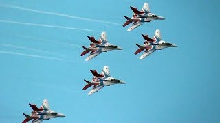 The Swifts Стрижи Russian Air Force Aerobatic Team  MAKS Moscow Air Show [upl. by Fenny]