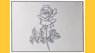 ROSE Drawing Easy 🌹 How to Draw a Rose Flower  Gulaab ka Chitra  Step by Step Rose Drawing [upl. by Borszcz544]