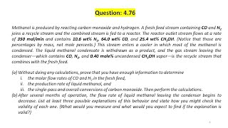 Methanol is produced by reacting carbon monoxide and hydrogenprocesscalculation [upl. by Eltsirhc457]