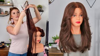 LONG HAIR  CURTAIN BANG TUTORIAL  LAYERS  FACE FRAMING  HOW TO [upl. by Sidra]