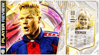 ICON 88 RATED RONALD KOEMAN PLAYER REVIEW  FIFA 22 ULTIMATE TEAM  INSANE ICON CB FOR HIS PRICE [upl. by Adams]