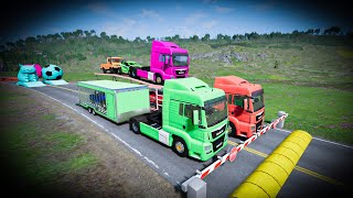 TRANSPORTING PIXAR CARS amp FRUITS WITH COLORED amp JOHN DEERE vs CLAAS vs TRACTORS  BeamNGdrive 34 [upl. by Adnilav326]