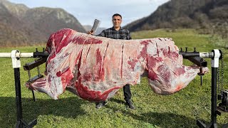 Cooking Shawarma From A Whole 100kg BULL On A Spit A Grand Dish For All Children [upl. by Langelo526]