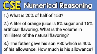 Numerical Reasoning for Civil Service Exam PERCENTAGE [upl. by Yneffit]