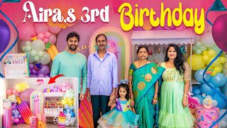 Aira 3rd Birthday celebrations  Candy land theme Decorations  Three much to be sweet 🎂 [upl. by Assirram]